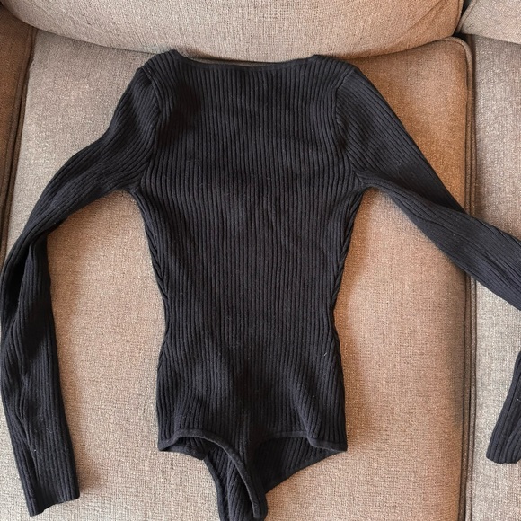 Longsleeve sweaterknit square neck bodysuit - Picture 2 of 2